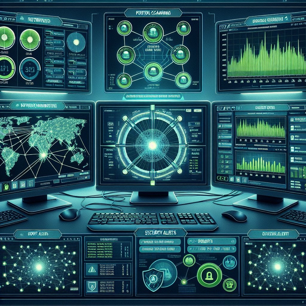 Monitor open ports over time dashboard displaying network security scanning tools and techniques