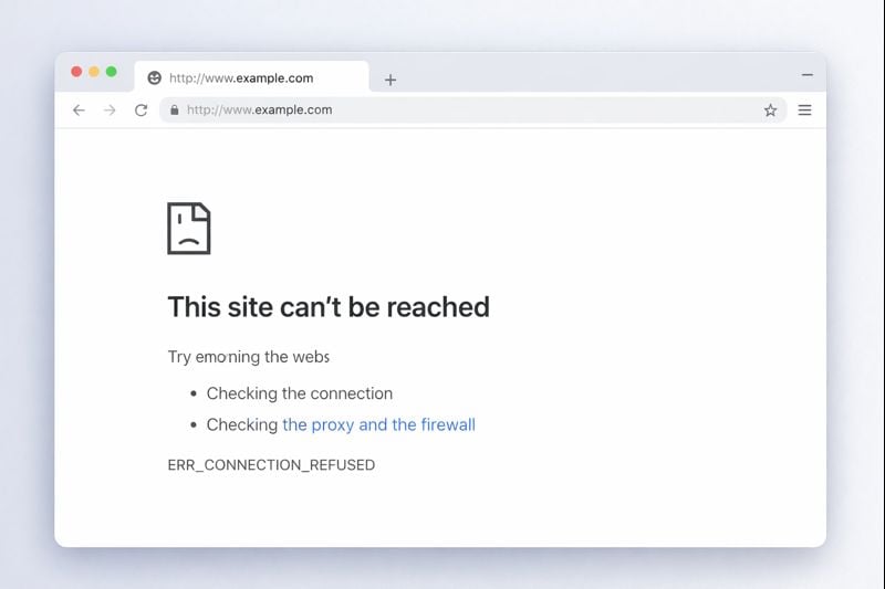 Browser displaying port 80 connection error message