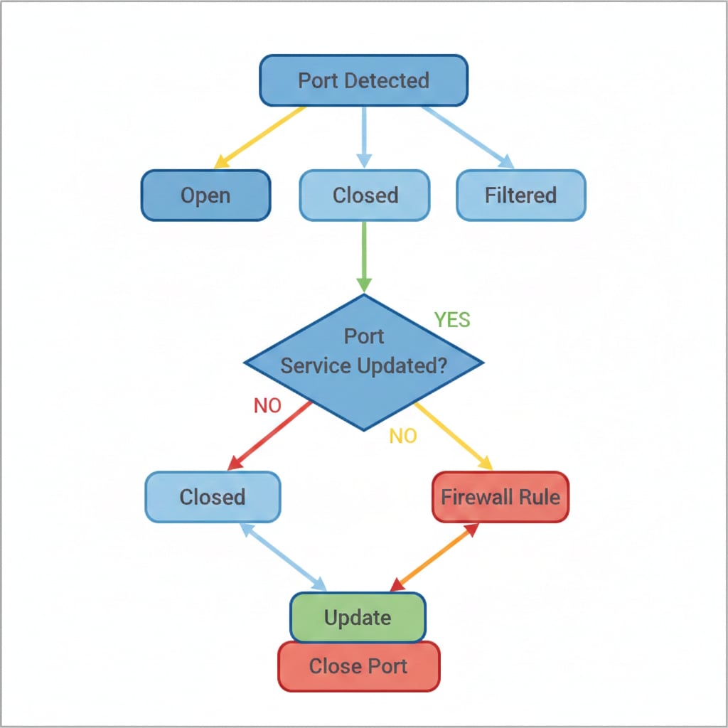 Diagram showing how to interpret port scan results and identify security risks